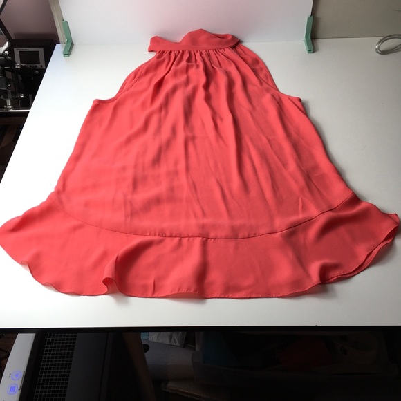 Maxstudio tie neck blouse in deep coral - Picture 5 of 14